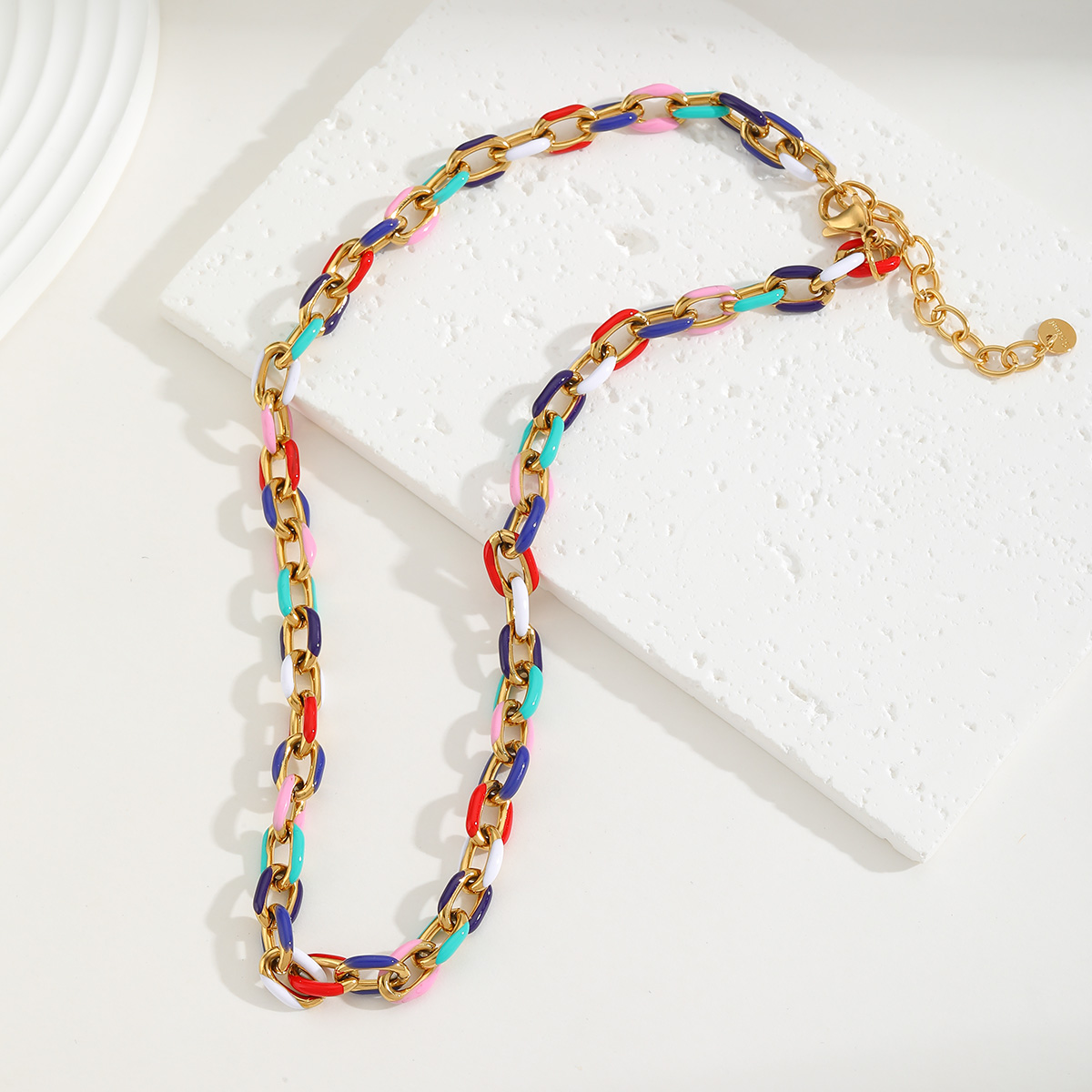 Γυναικείο Σετ Κολιέ – Βραχιόλι Αλυσίδα Pop Art Chunky Enamel από Ανοξείδωτο Ατσάλι Γυναικείο Σετ Κολιέ - Βραχιόλι Αλυσίδα Pop Art Chunky Enamel από Ανοξείδωτο Ατσάλι