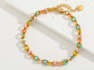 Γυναικείο Σετ Κολιέ - Βραχιόλι Αλυσίδα Candy Pop Pastel Link Set από Ανοξείδωτο Ατσάλι