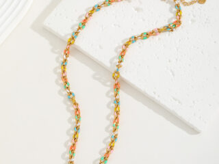 Γυναικείο Σετ Κολιέ - Βραχιόλι Αλυσίδα Candy Pop Pastel Link Set από Ανοξείδωτο Ατσάλι