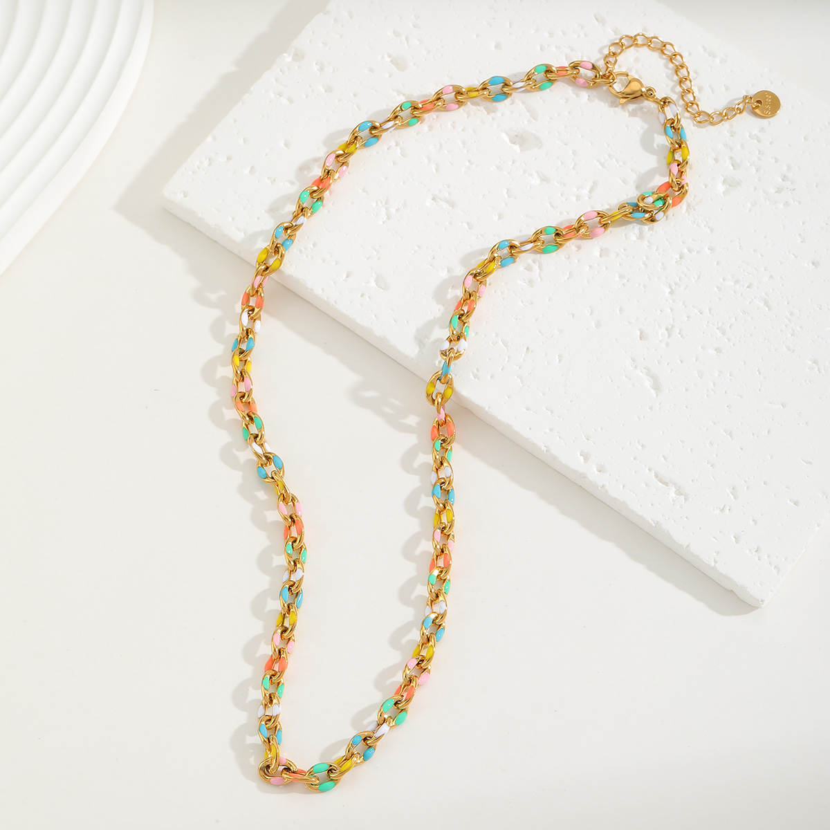 Γυναικείο Σετ Κολιέ – Βραχιόλι Αλυσίδα Candy Pop Pastel Link Set από Ανοξείδωτο Ατσάλι Γυναικείο Σετ Κολιέ - Βραχιόλι Αλυσίδα Candy Pop Pastel Link Set από Ανοξείδωτο Ατσάλι