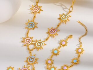 Γυναικείο Κολιέ Helia Sun Spirit Necklace από Ανοξείδωτο Ατσάλι Επιχρυσωμένο 18Κ Πολύχρωμος Ήλιος