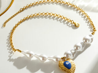 Γυναικείο Κολιέ Thalassa Baroque Pearl Heart από Ανοξείδωτο Ατσάλι Επιχρυσωμένο 18Κ