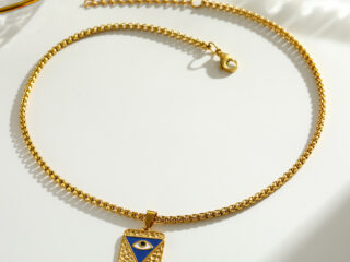 Γυναικείο Κολιέ Themis Geometric Eye Pendant από Ανοξείδωτο Ατσάλι Επιχρυσωμένο 18Κ