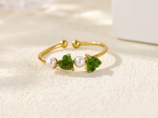 Γυναικείο Δαχτυλίδι Pearl and Zirconia Heart από Ανοξείδωτο Ατσάλι Επιχρυσωμένο 18Κ Προσαρμόσιμο