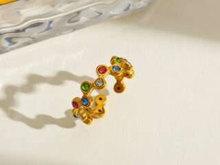 Γυναικείο Δαχτυλίδι Bubble Glow Zirconia από Ανοξείδωτο Ατσάλι Επιχρυσωμένο 18Κ Προσαρμόσιμο Πολύχρωμο