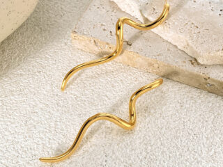 Γυναικεία Σκουλαρίκια Rheia Fluid Wave Earrings από Ανοξείδωτο Ατσάλι Επιχρυσωμένα 18Κ