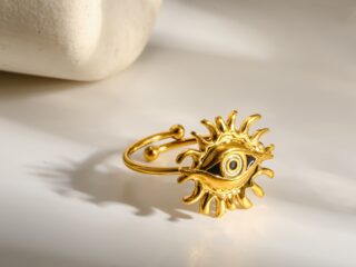 Γυναικείο Δαχτυλίδι Amulet από Ανοξείδωτο Ατσάλι Επιχρυσωμένο 18Κ Προσαρμόσιμο