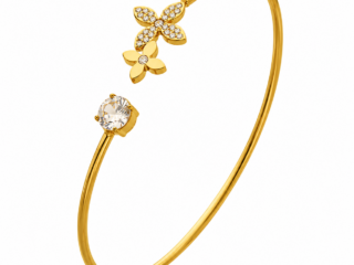 Γυναικείο Βραχιόλι Blossom Open Cuff από Ανοξείδωτο Ατσάλι με Zircon Ανοιχτού Τύπου