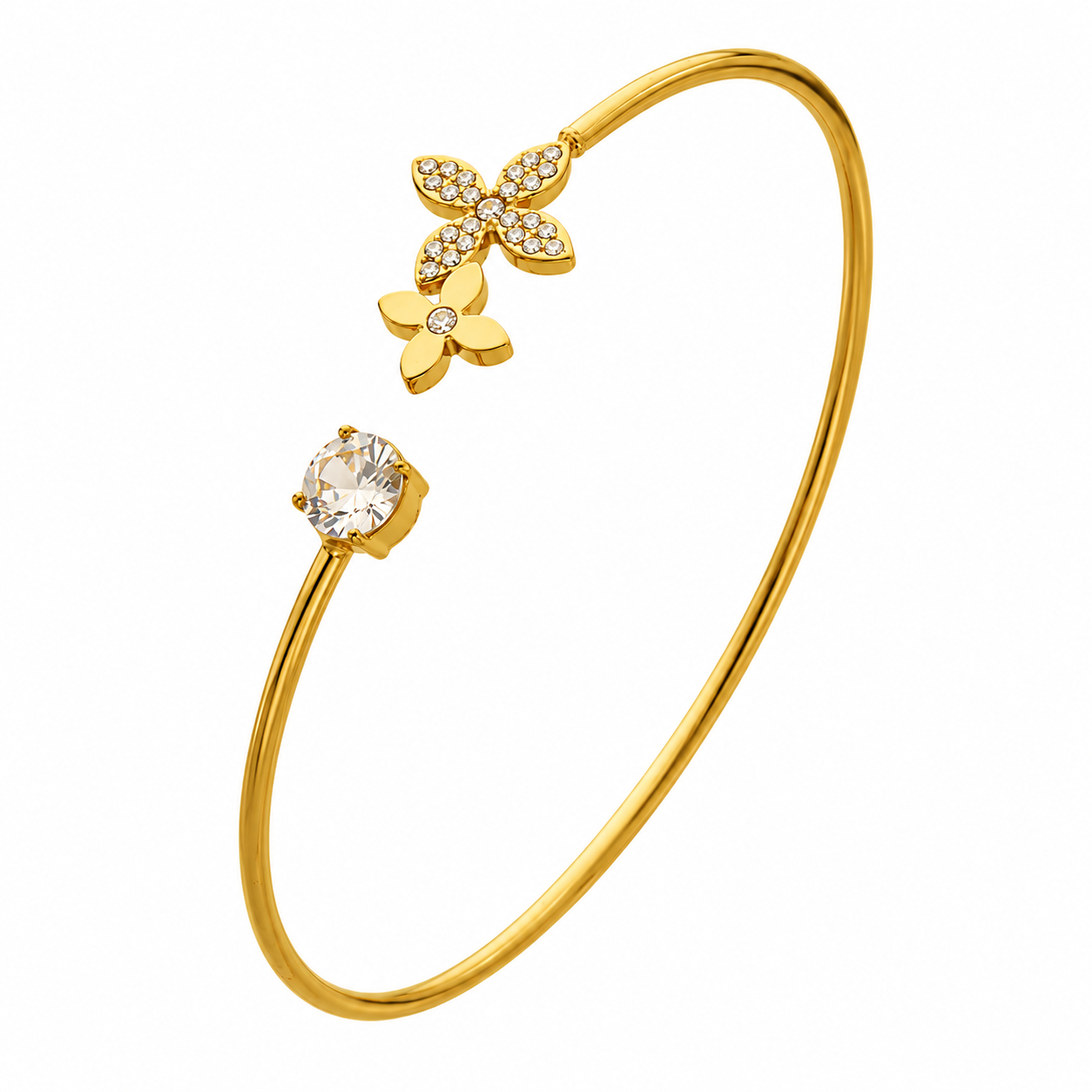Γυναικείο Βραχιόλι Blossom Open Cuff από Ανοξείδωτο Ατσάλι με Zircon Ανοιχτού Τύπου Γυναικείο Βραχιόλι Blossom Open Cuff από Ανοξείδωτο Ατσάλι με Zircon Ανοιχτού Τύπου