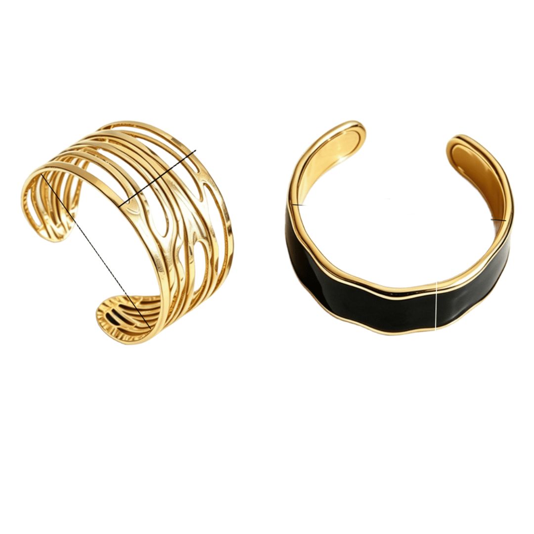 Γυναικείο Βραχιόλι Athena Statement Cuff Duo Set από Ανοξείδωτο Ατσάλι με Σμάλτο Μαύρο Γυναικείο Βραχιόλι Athena Statement Cuff Duo Set από Ανοξείδωτο Ατσάλι με Σμάλτο Μαύρο
