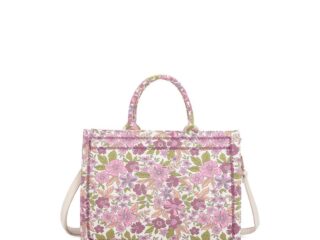 Γυναικεία Καλοκαιρινή Τσάντα Ώμου Shopper Bag με Πολύχρωμο Λουλουδάτο Σχέδιο σε Ροζ Αποχρώσεις
