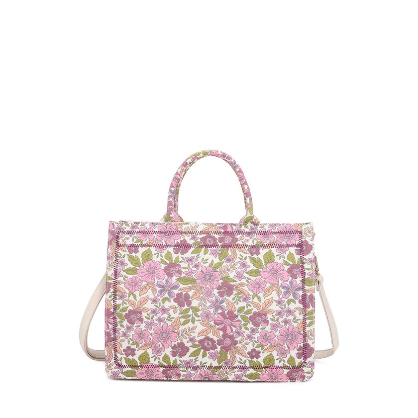 Γυναικεία Καλοκαιρινή Τσάντα Ώμου Shopper Bag με Πολύχρωμο Λουλουδάτο Σχέδιο σε Ροζ Αποχρώσεις Γυναικεία Καλοκαιρινή Τσάντα Ώμου Shopper Bag με Πολύχρωμο Λουλουδάτο Σχέδιο σε Ροζ Αποχρώσεις