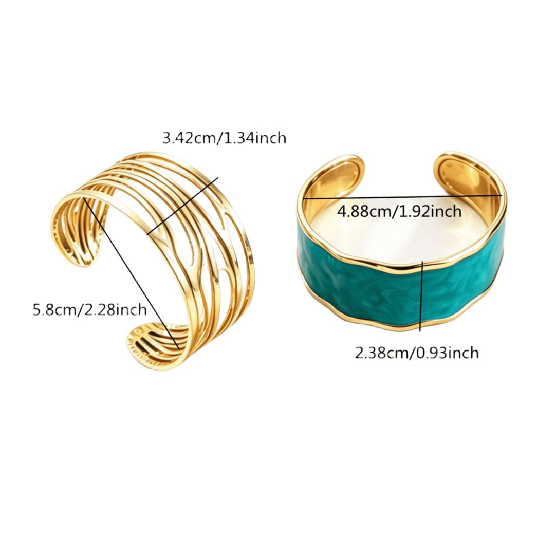 Γυναικείο Βραχιόλι Athena Statement Cuff Duo Set από Ανοξείδωτο Ατσάλι με Σμάλτο Τυρκουάζ Γυναικείο Βραχιόλι Athena Statement Cuff Duo Set από Ανοξείδωτο Ατσάλι με Σμάλτο Τυρκουάζ