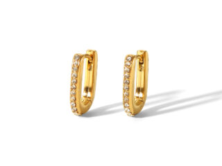 Γυναικεία Σκουλαρίκια Aurelia U-Shape Hoops από Ανοξείδωτο Ατσάλι Επιχρυσωμένα 18Κ με Zircon