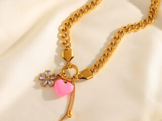 Γυναικείο Κολιέ Fleur Romantic Necklace από Ανοξείδωτο Ατσάλι Επιχρυσωμένο 18Κ