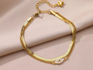 Γυναικεία Διπλή Αλυσίδα Ποδιού Devil's Eye Anklet από Ανοξείδωτο Ατσάλι