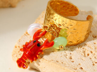 Γυναικείο Δαχτυλίδι Charm Amalfi Lobster από Ανοξείδωτο Ατσάλι Επιχρυσωμένο 18Κ Προσαρμόσιμο