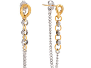 Γυναικεία Σκουλαρίκια Mix Metal Linear Link & Chain Earrings από Ανοξείδωτο Ατσάλι