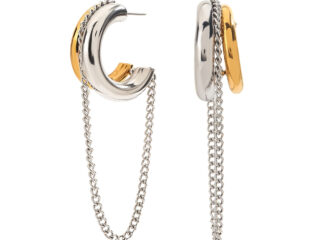 Γυναικεία Σκουλαρίκια Mix Metal Nexus Double Hoop & Chain Earrings από Ανοξείδωτο Ατσάλι