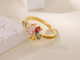 Γυναικείο Δαχτυλίδι Flower Zirconia Επιχρυσωμένο 18Κ Προσαρμόσιμο