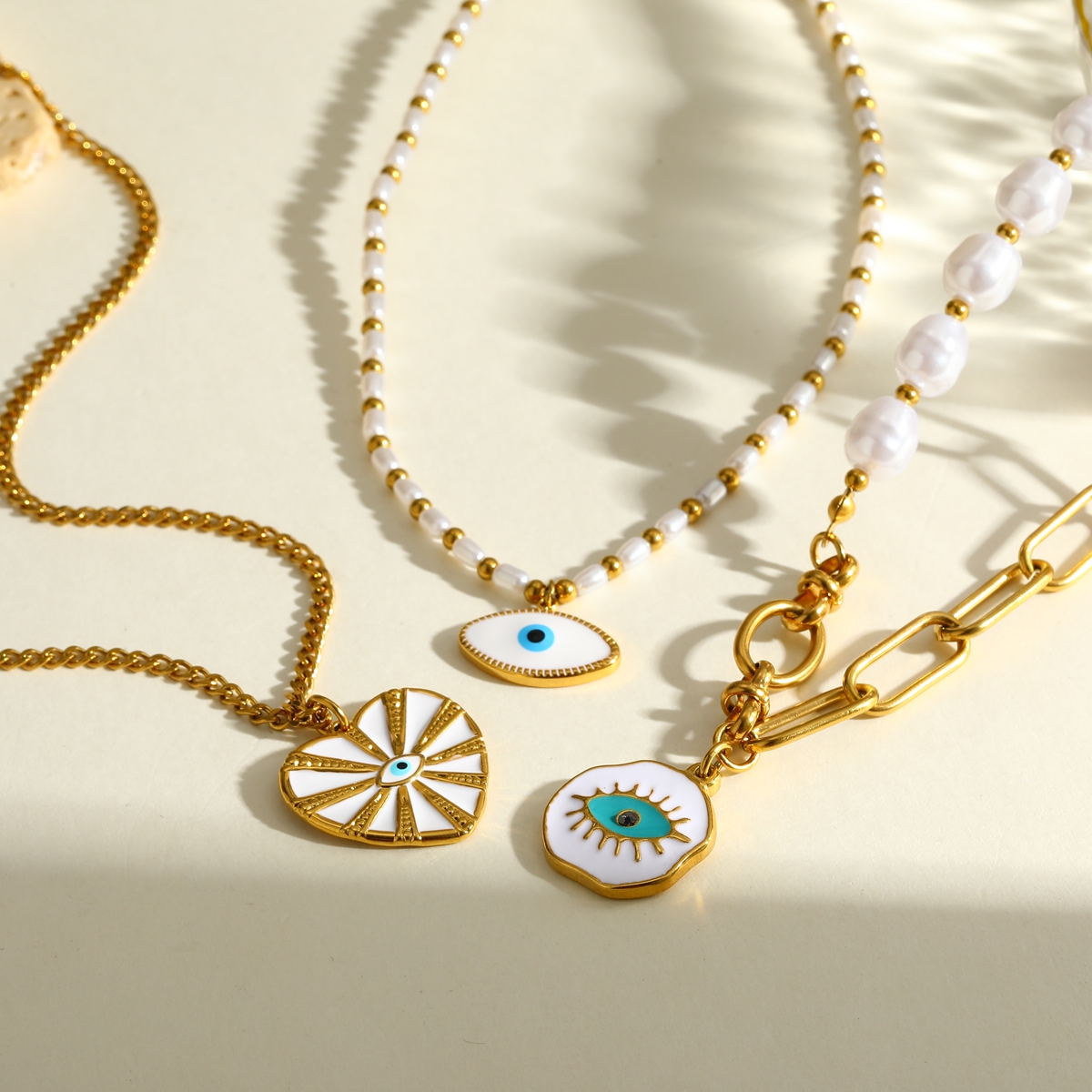Γυναικείο Κολιέ Selene Pearl Mix & Evil Eye από Ανοξείδωτο Ατσάλι Επιχρυσωμένο 18Κ Γυναικείο Κολιέ Selene Pearl Mix & Evil Eye από Ανοξείδωτο Ατσάλι Επιχρυσωμένο 18Κ