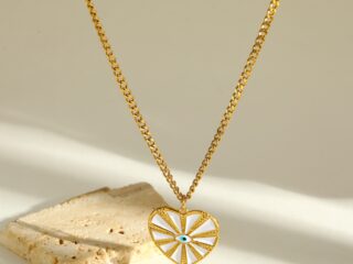 Γυναικείο Κολιέ Sol Enamel Heart Eye από Ανοξείδωτο Ατσάλι Επιχρυσωμένο 18Κ