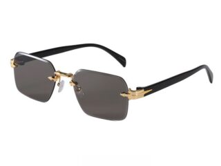 Γυναικεία Γυαλιά Ηλίου Τετράγωνα Rimless με Μαύρο Βραχίονα με Σκούρους Φακούς