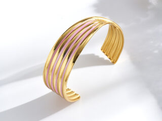 Γυναικείο Βραχιόλι Blush Glow Open Cuff από Ανοξείδωτο Ατσάλι με Ροζ Σμάλτο