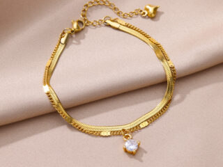 Γυναικεία Διπλή Αλυσίδα Ποδιού Crystal Anklet από Ανοξείδωτο Ατσάλι