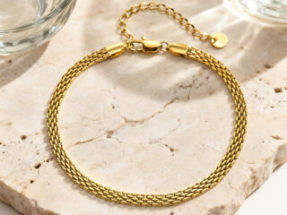 Γυναικεία Αλυσίδα Ποδιού Aura Mesh Anklet από Ανοξείδωτο Ατσάλι Επιχρυσωμένη 18K