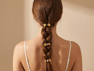 Γυναικείο Λαστιχάκι Μαλλιών Hearts Charm Hair Ties από Ανοξείδωτο Ατσάλι Επιχρυσωμένο 18K