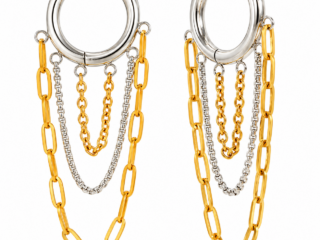 Γυναικεία Σκουλαρίκια Κρίκοι Mix Metal Chain Hoop από Ανοξείδωτο Ατσάλι