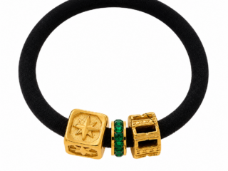 Γυναικείο Λαστιχάκι Μαλλιών Emerald Charm Hair Ties από Ανοξείδωτο Ατσάλι Επιχρυσωμένο 18K