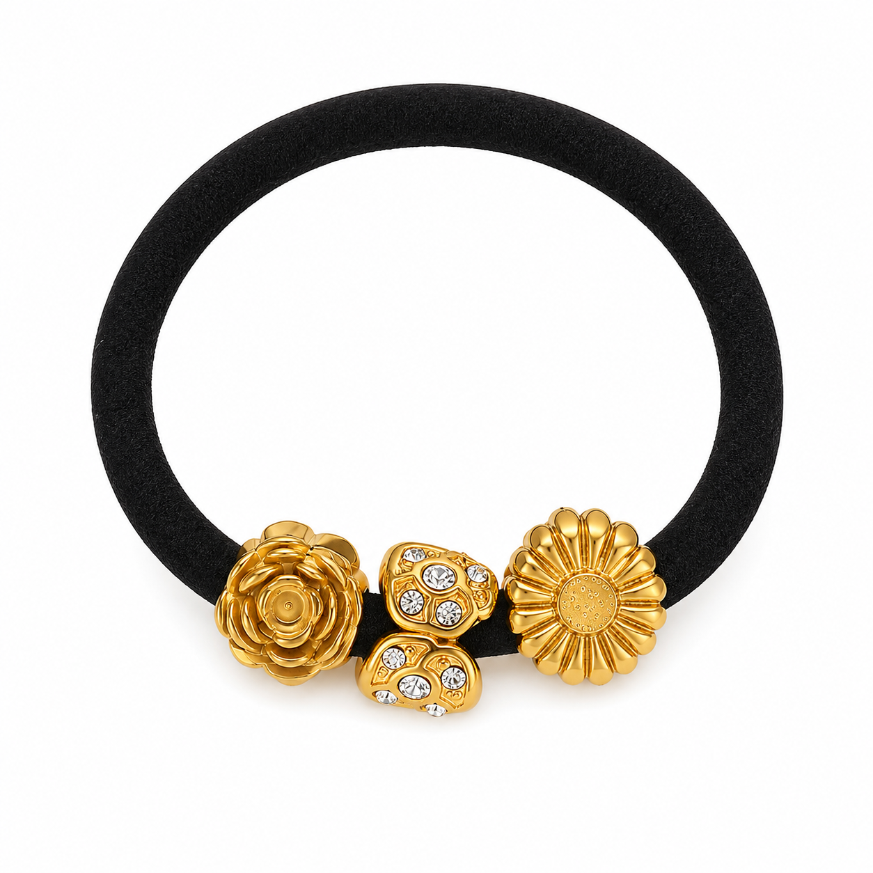 Γυναικείο Λαστιχάκι Μαλλιών Flower Charm Hair Ties από Ανοξείδωτο Ατσάλι Επιχρυσωμένο 18K Γυναικείο Λαστιχάκι Μαλλιών Flower Charm Hair Ties από Ανοξείδωτο Ατσάλι Επιχρυσωμένο 18K