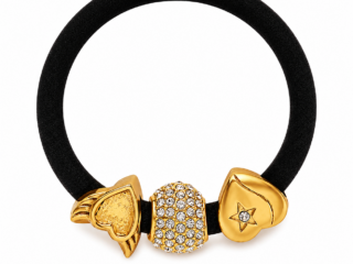 Γυναικείο Λαστιχάκι Μαλλιών Hearts Charm Hair Ties από Ανοξείδωτο Ατσάλι Επιχρυσωμένο 18K