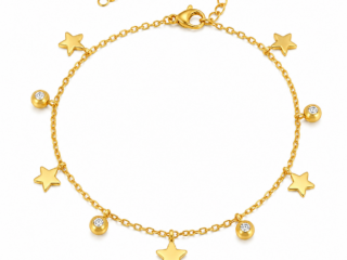 Γυναικεία Αλυσίδα Ποδιού Star Charm Anklet από Ανοξείδωτο Ατσάλι Επιχρυσωμένη 18K με Zircon