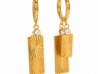 Γυναικεία Σκουλαρίκια Κρίκοι Helios Rectangular Sunburst Earrings από Ανοξείδωτο Ατσάλι Επιχρυσωμένα 18Κ