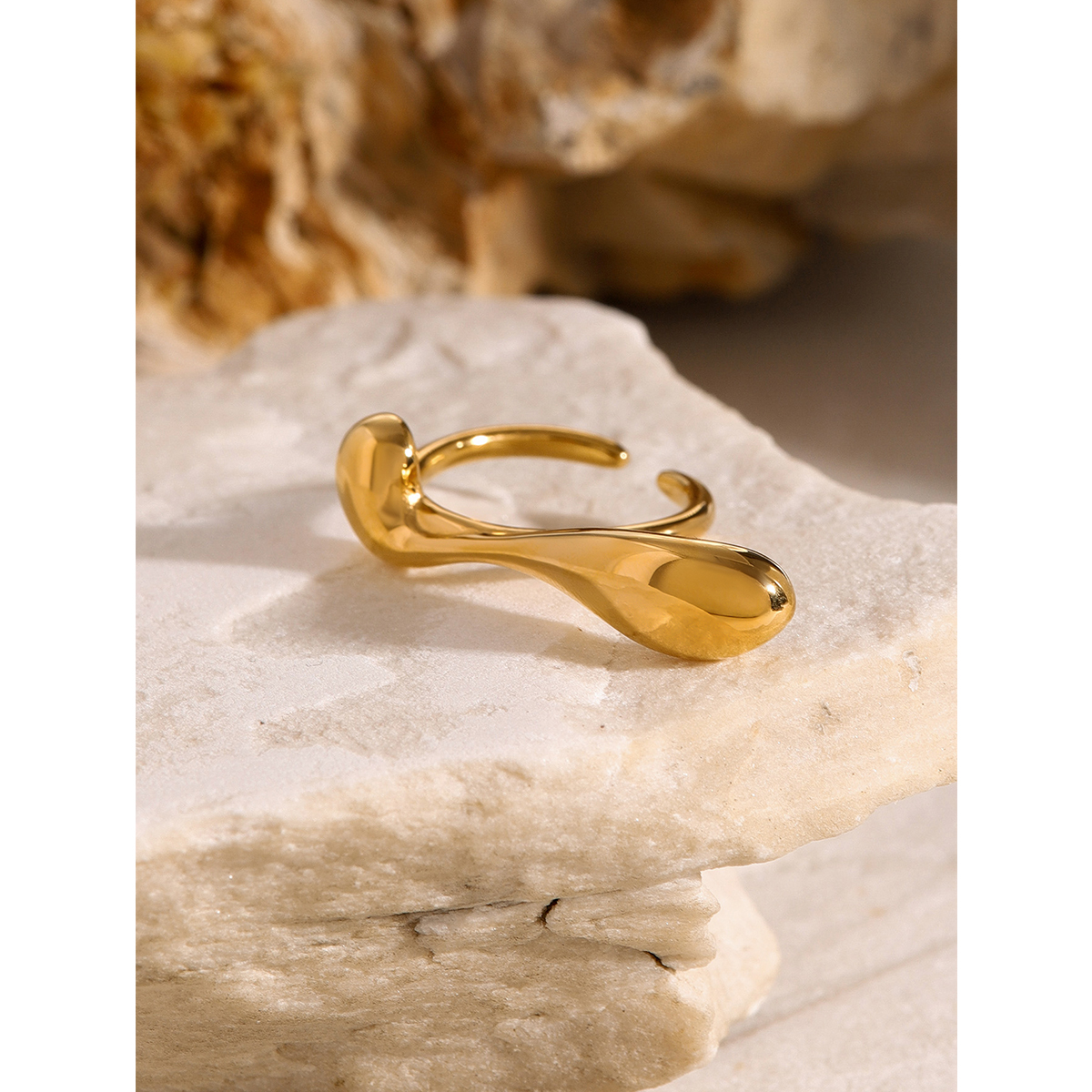 Γυναικείο Δαχτυλίδι Water Droplets Open Ring από Ανοξείδωτο Ατσάλι Επιχρυσωμένο 18Κ Χρυσό Γυναικείο Δαχτυλίδι Water Droplets Open Ring από Ανοξείδωτο Ατσάλι Επιχρυσωμένο 18Κ Χρυσό