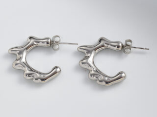 Γυναικεία Σκουλαρίκια Liquid Flame Textured Earrings από Ανοξείδωτο Ατσάλι Επιχρυσωμένα 18Κ Ασημί
