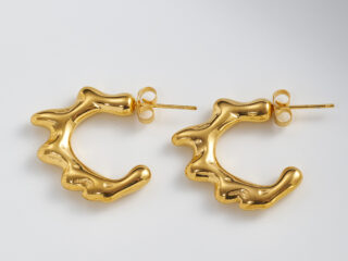 Γυναικεία Σκουλαρίκια Liquid Flame Textured Earrings από Ανοξείδωτο Ατσάλι Επιχρυσωμένα 18Κ Χρυσό
