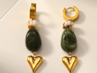 Γυναικεία Σκουλαρίκια Veridian Heart Resin Drop Earrings από Ανοξείδωτο Ατσάλι Επιχρυσωμένα 18Κ