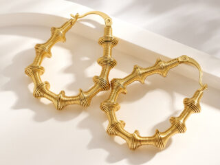 Γυναικεία Σκουλαρίκια Bamboo Ridge Oval Hoops από Ανοξείδωτο Ατσάλι