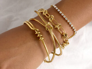 Γυναικείο Βραχιόλι Spiral Eternity Open Cuff από Ανοξείδωτο Ατσάλι Επιχρυσωμένο 18Κ Ανοιχτού Τύπου