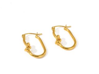 Γυναικεία Σκουλαρίκια Κρίκοι Sleek Knot από Ανοξείδωτο Ατσάλι Επιχρυσωμένα 18Κ