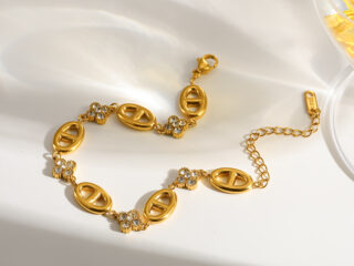 Γυναικείο Βραχιόλι Clover Mariner Chain από Ανοξείδωτο Ατσάλι Επιχρυσωμένο 18K