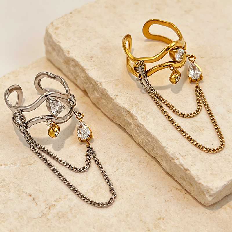 Γυναικείο Δαχτυλίδι Drape & Glow Zirconia Chain Ring από Ανοξείδωτο Ατσάλι Επιχρυσωμένο 18Κ Προσαρμόσιμο Γυναικείο Δαχτυλίδι Drape & Glow Zirconia Chain Ring από Ανοξείδωτο Ατσάλι Επιχρυσωμένο 18Κ Προσαρμόσιμο