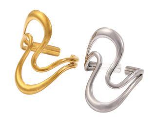 Γυναικείο Δαχτυλίδι Fluid Curves Open Ring από Ανοξείδωτο Ατσάλι Επιχρυσωμένο 18Κ σε Χρυσό και Ασημί
