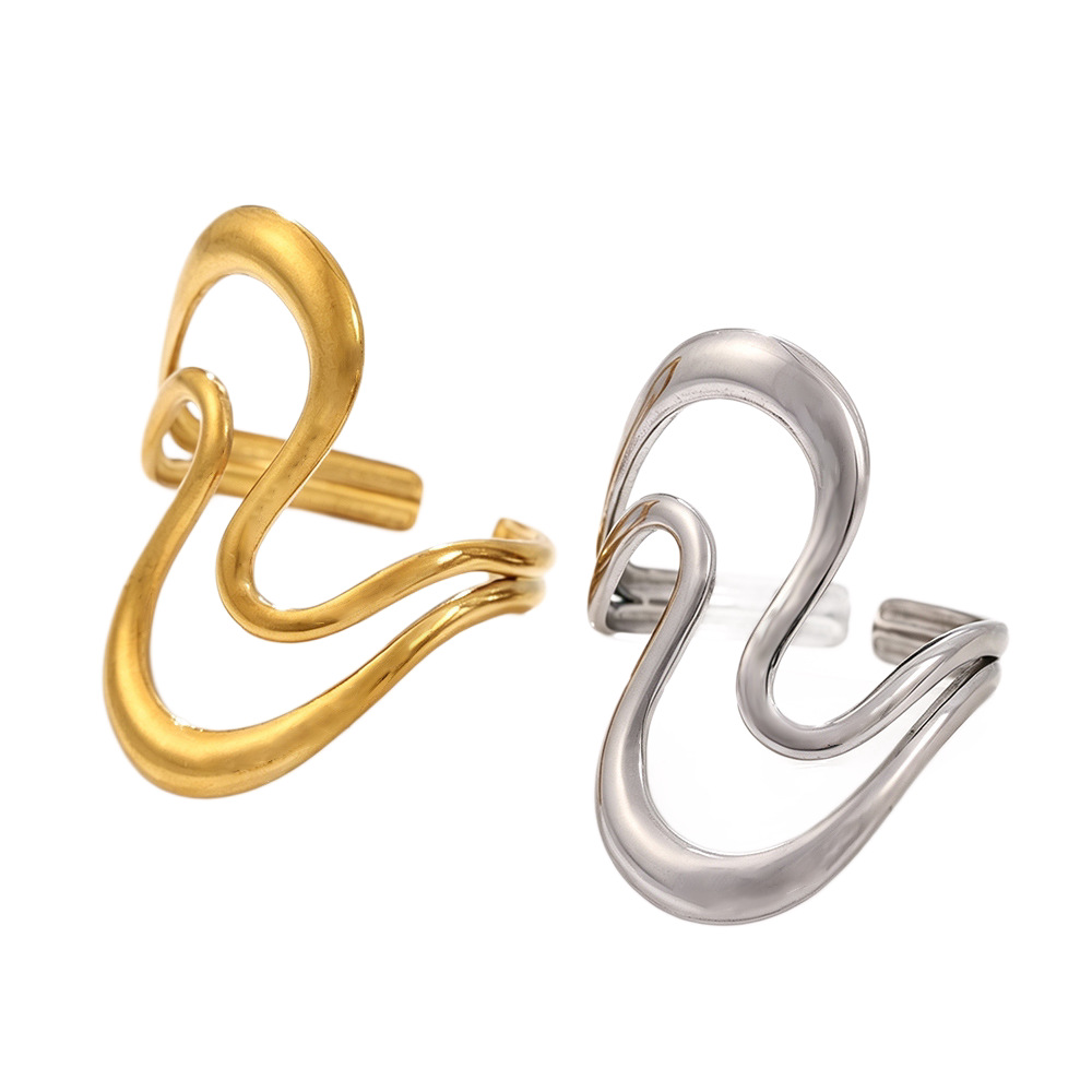Γυναικείο Δαχτυλίδι Fluid Curves Open Ring από Ανοξείδωτο Ατσάλι Επιχρυσωμένο 18Κ σε Χρυσό και Ασημί Γυναικείο Δαχτυλίδι Fluid Curves Open Ring από Ανοξείδωτο Ατσάλι Επιχρυσωμένο 18Κ σε Χρυσό και Ασημί