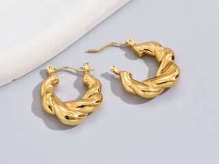 Γυναικεία Σκουλαρίκια Chunky Twist Croissant Hoops από Ανοξείδωτο Ατσάλι