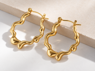 Γυναικεία Σκουλαρίκια Liquid Wavy Hoops από Ανοξείδωτο Ατσάλι